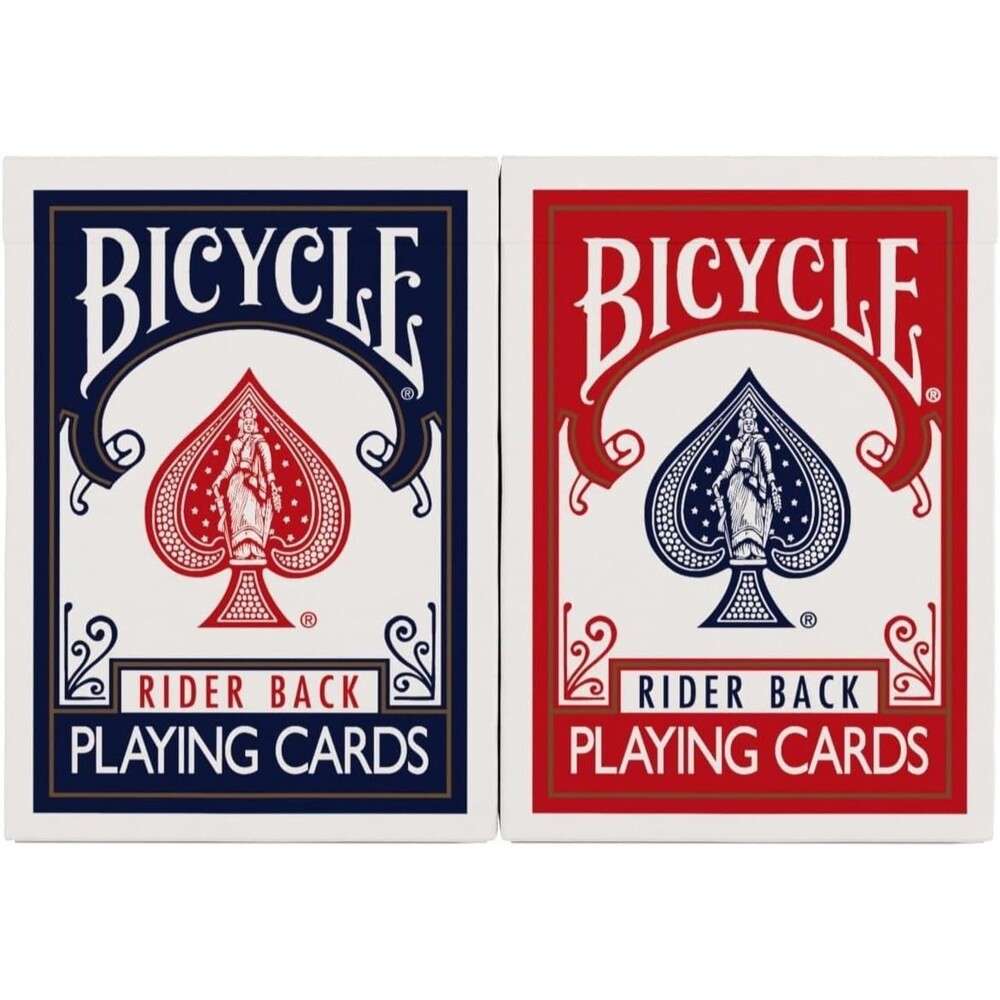 Rider Back Playing Cards, Standard Poker Size Deck of Cards, Red & Blue (2 Pack)